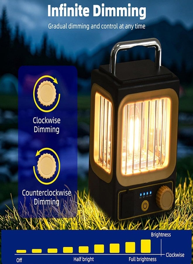 COZIESS 1Pcs, Solar Camping Lantern Rechargeable | Vintage LED Camping Light with Progressive Light Modes | Dimmable Retro Outdoor Lamp for Camping, Hiking, Emergency & Home Decor. - Image 3